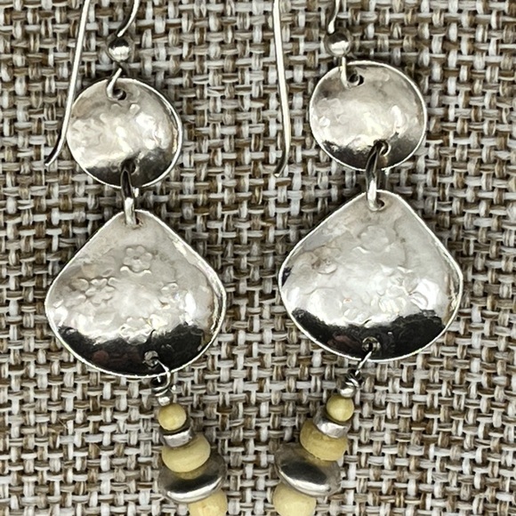90's Vintage Sterling Silver Dangle Earrings with Floral Sunburst Design - Picture 10 of 15